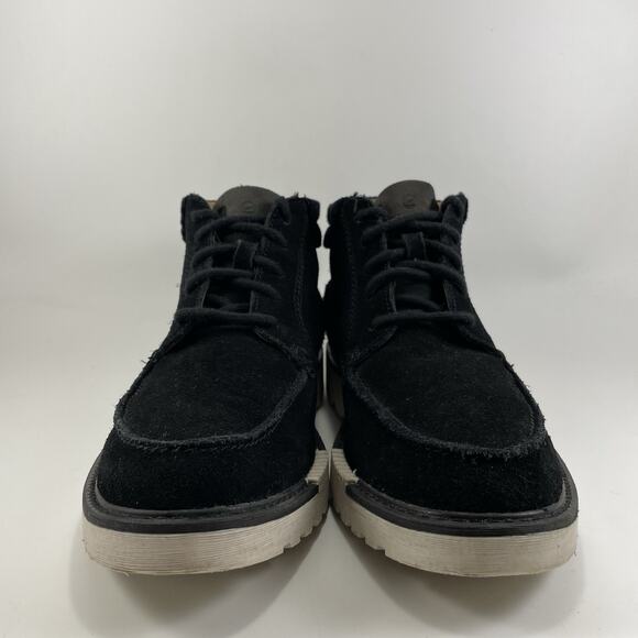 Clarks Collection Barnes Mid Boots Black Suede Mens Size 9 Moc Toe Lace Up - Picture 2 of 11